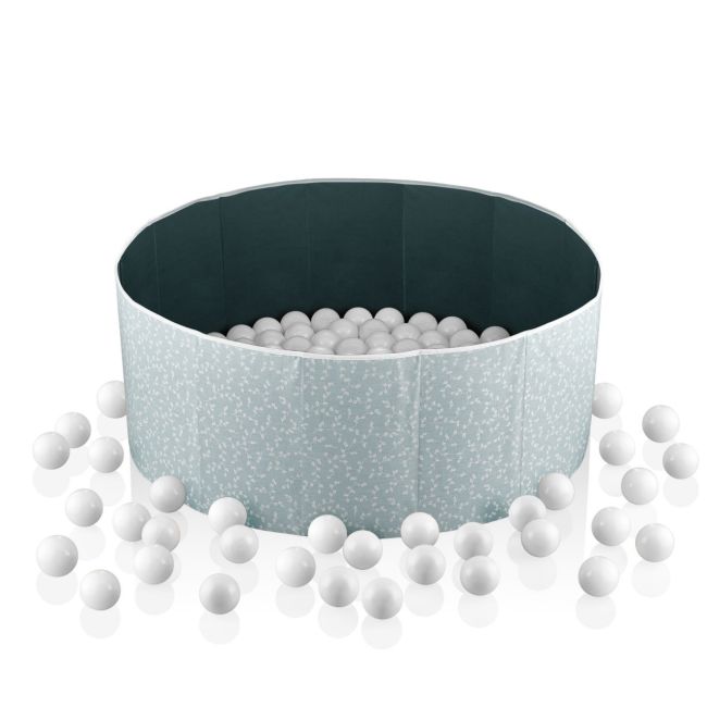 Piscina uscata cu bile, BabyJem, 30x83 cm, 100 bile albe (Culoare: Verde) JEMbj_7891