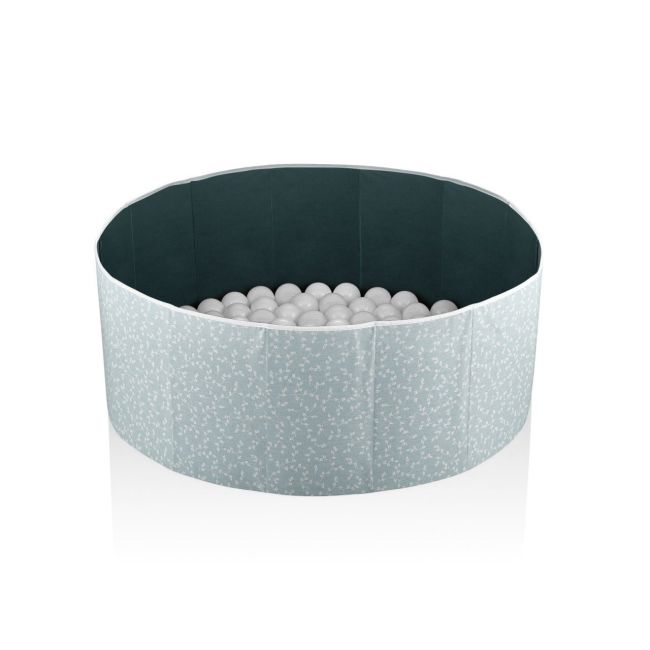 Piscina uscata cu bile, BabyJem, 30x83 cm, 100 bile albe (Culoare: Verde) JEMbj_7891