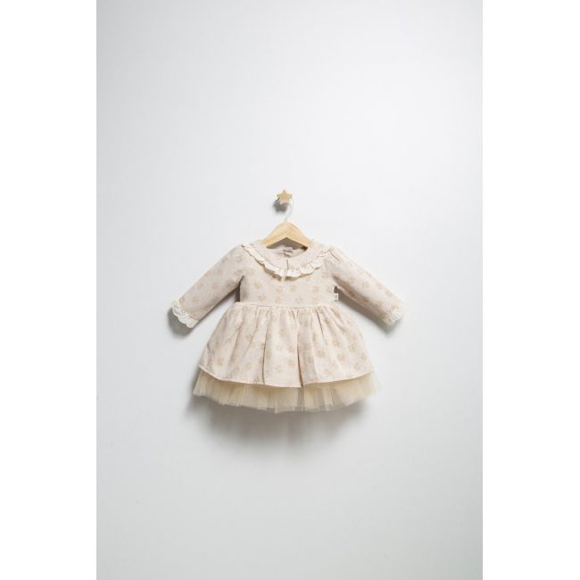 Rochita eleganta pentru fetite Elbise, Tongs baby, cu tulle si volane (Culoare: Crem, Marime: 24-36 luni) JEMtgs_382920