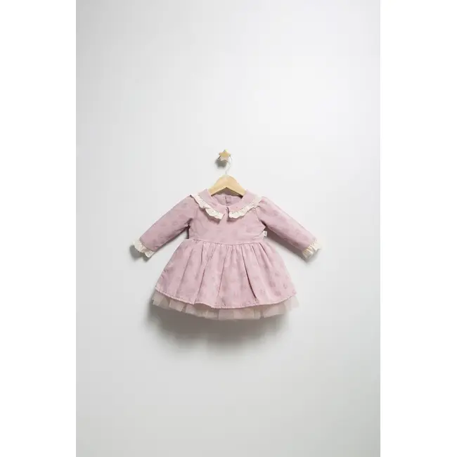 Rochita eleganta pentru fetite Elbise, Tongs baby, cu tulle si volane (Culoare: Roz, Marime: 24-36 luni) JEMtgs_382919