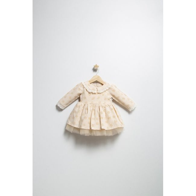 Rochita eleganta pentru fetite Elbise, Tongs baby, cu tulle si volane (Marime: 18-24 Luni, Culoare: Crem) JEMtgs_38298