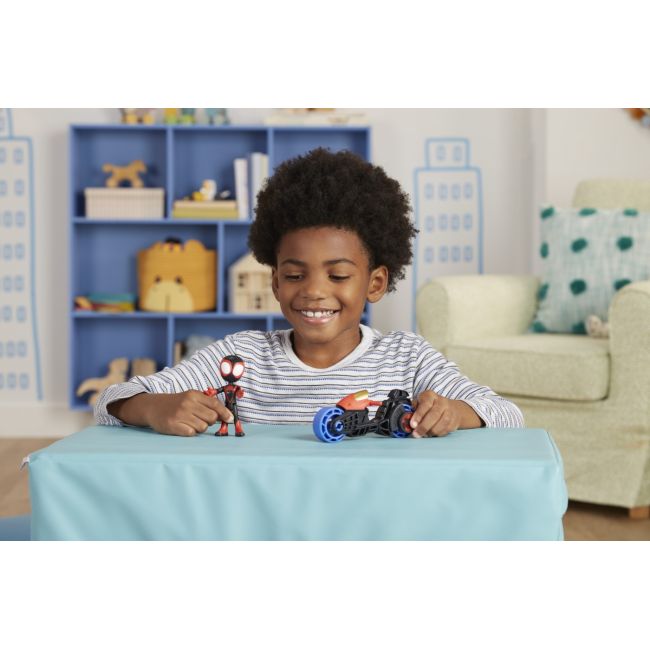 SPIDEY PRIETENII EXTRAORDINARI SET MOTOCICLETA SI FIGURINA MILES MORALES SPIDER MAN 10CM VIVF6777_F7460