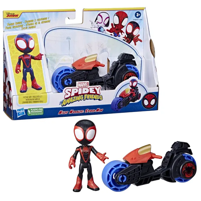 SPIDEY PRIETENII EXTRAORDINARI SET MOTOCICLETA SI FIGURINA MILES MORALES SPIDER MAN 10CM VIVF6777_F7460