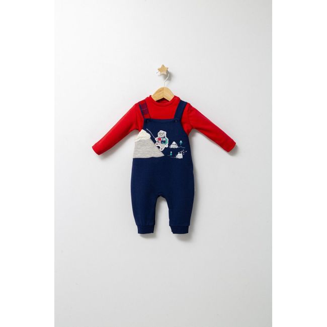 Set cu salopeta si bluzita pentru bebelusi Mountain, Tongs baby (Culoare: Gri, Marime: 6-9 luni) JEMtgs_4516-5