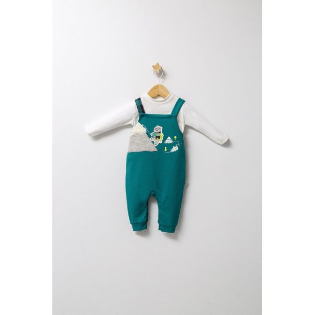 Set cu salopeta si bluzita pentru bebelusi Mountain, Tongs baby (Culoare: Gri, Marime: 9-12 luni) JEMtgs_4516-8