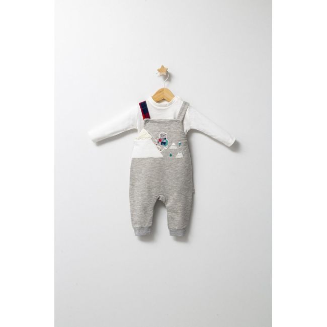 Set cu salopeta si bluzita pentru bebelusi Mountain, Tongs baby (Culoare: Gri, Marime: 9-12 luni) JEMtgs_4516-8