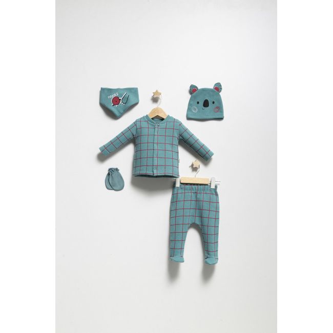 Set de 5 piese pentru nou nascut baietel Forest, Tongs baby, 0-3 luni (Culoare: Bleumarin) JEMtgs_4589_3