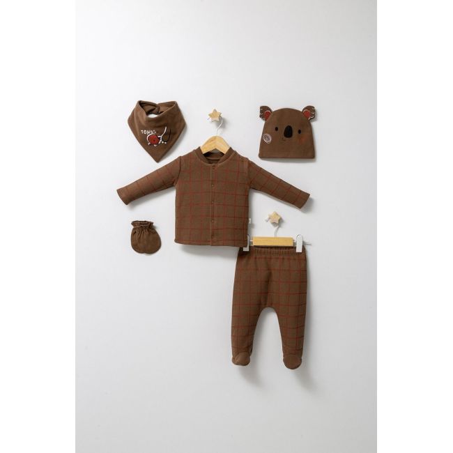 Set de 5 piese pentru nou nascut baietel Forest, Tongs baby, 0-3 luni (Culoare: Bleumarin) JEMtgs_4589_3