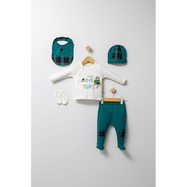 Set de 5 piese pentru nou nascut baietel Mountain, Tongs baby, 0-3 luni (Culoare: Bleumarin) JEMtgs_45153