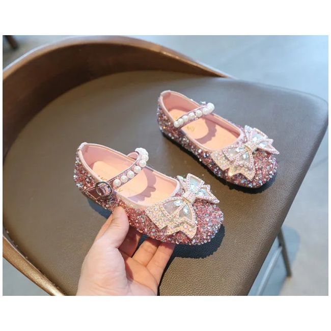 Pantofi roz ciclamen cu strasuri - Fluturas MDV959-1