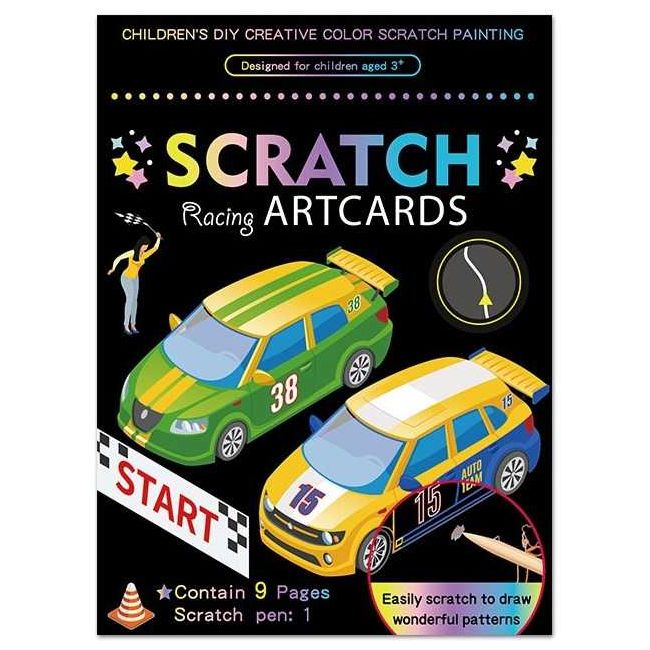 Set 9 planse razuibile Scratch ArtCards 16x12 cm Bambinice BN053 BBJBN053_Curse Masini