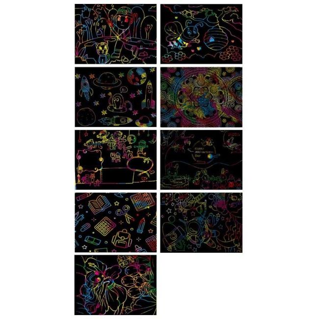 Set 9 planse razuibile Scratch ArtCards 16x12 cm Bambinice BN053 BBJBN053_Multicolor
