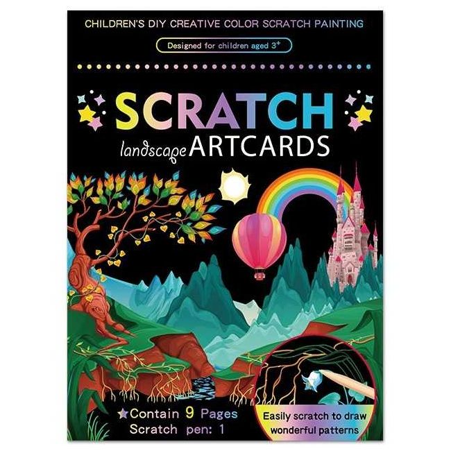 Set 9 planse razuibile Scratch ArtCards 16x12 cm Bambinice BN053 BBJBN053_Peisaje
