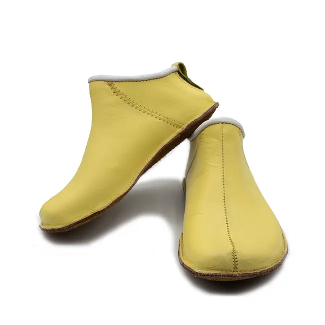 Pantofiori unisex pentru interior model Cadet din piele naturala Galben BabyFox - FOXCDT888GL