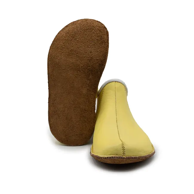 Pantofiori unisex pentru interior model Cadet din piele naturala Galben BabyFox - FOXCDT888GL