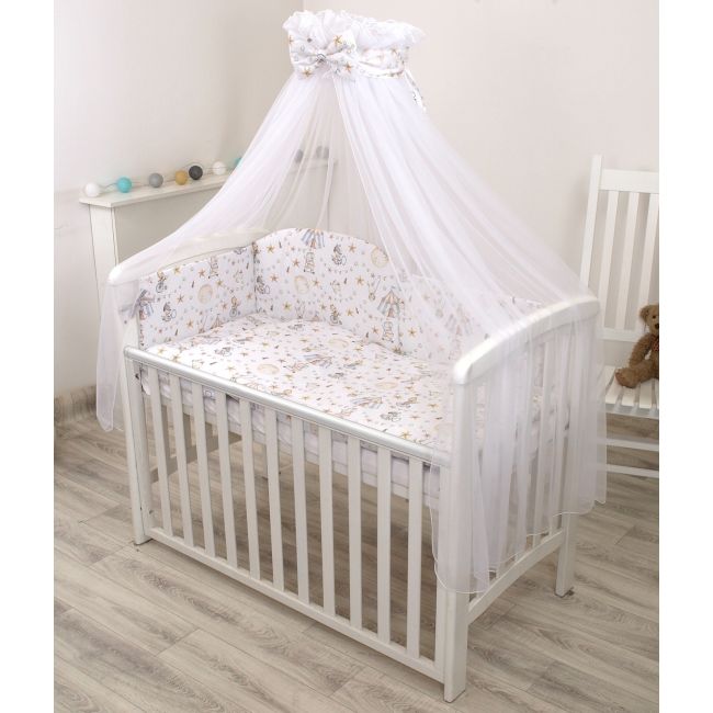 Baldachin Din Tul, Funda Din Bumbac, Imprimeu Lenjerie Circ Blue, Amy 300x160 Cm, Suport De Prindere Inclus, 153h Cm Pjb84772+s