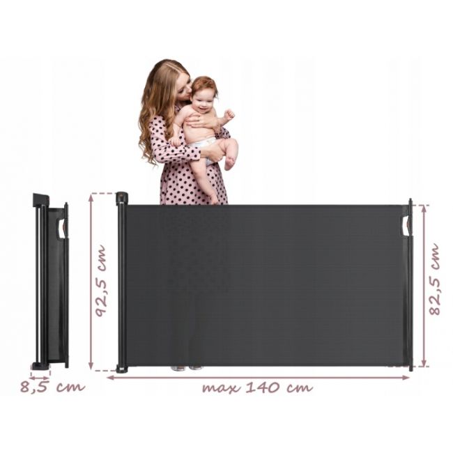 Bariera de protectie pentru scari si usi, 50-140 cm, nukido 718400 - negru edeedi718400