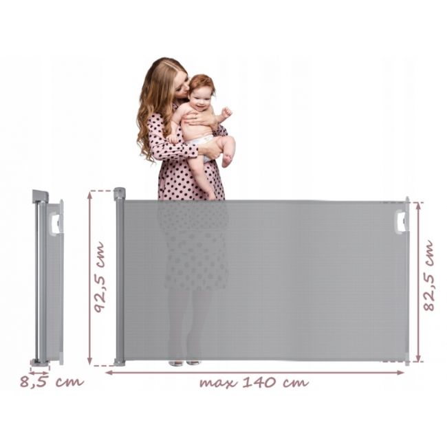 Bariera de protectie pentru scari si usi, 50-140 cm, nukido 718401 - gri edeedi718401