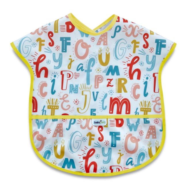 Baveta cu buzunar BLW , BabyJem, 28x41 cm (Model: Alfabet) JEMbj_7882
