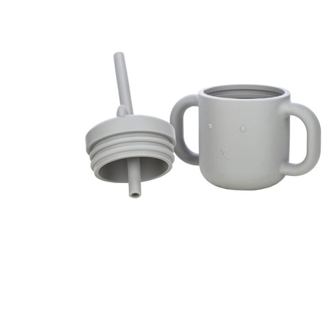 Cana din silicon fara BPA, Cu manere, Cu pai, 6 luni+, Conform cu standardul european de securitate EN 14350:2020, FreeON, Grey BYN46347