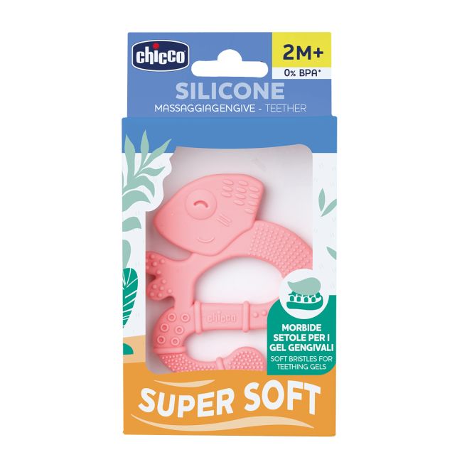 Jucarie copii Chicco pentru dentitie din silicon, Cameleon roz, 2luni+ CHC2811010-7