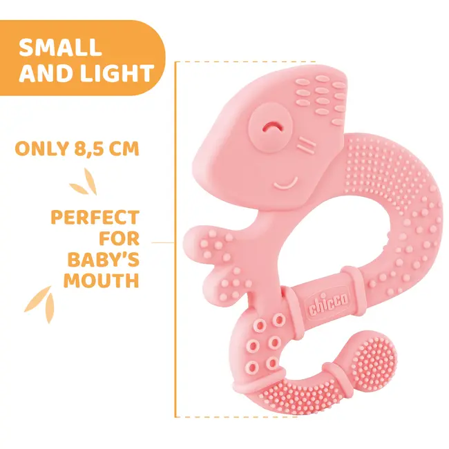 Jucarie copii Chicco pentru dentitie din silicon, Cameleon roz, 2luni+ CHC2811010-7