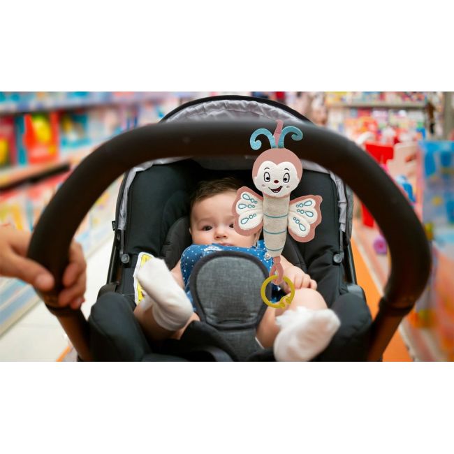 Jucarie din plus cu vibratii pentru bebelusi Fluture, 6 luni+, BabyJem (Culoare: Roz) JEMbj_8312