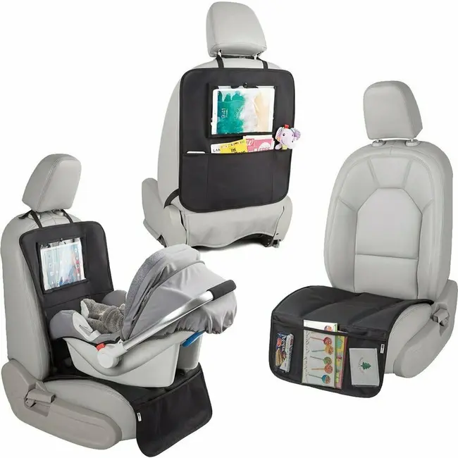 Protectie scaun auto, Bancheta si spatar, Cu organizator, 3 in 1, Dimensiune 123x48.5 cm, FreeON, Negru BYN45708