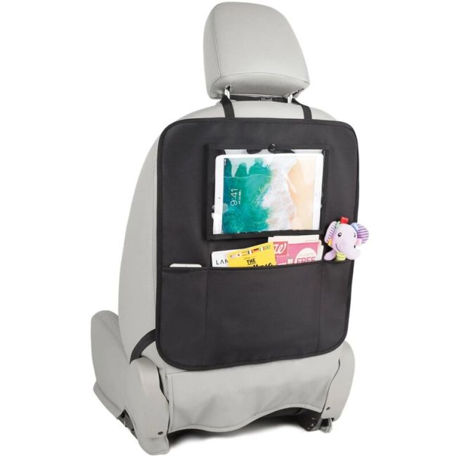 Protectie scaun auto, Bancheta si spatar, Cu organizator, 3 in 1, Dimensiune 123x48.5 cm, FreeON, Negru BYN45708