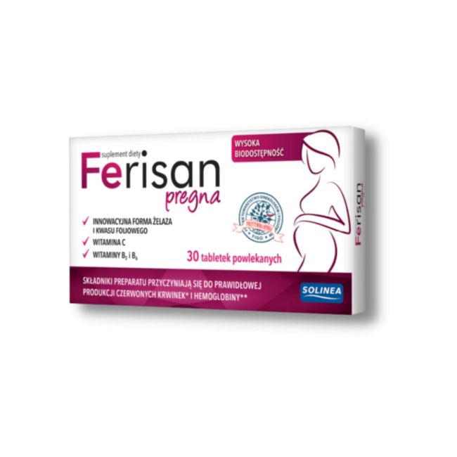 Supliment alimentar Solinea Ferisan Pregna, destinat femeilor gravide, pentru deficitul de fier,... BITFerisanPregna30