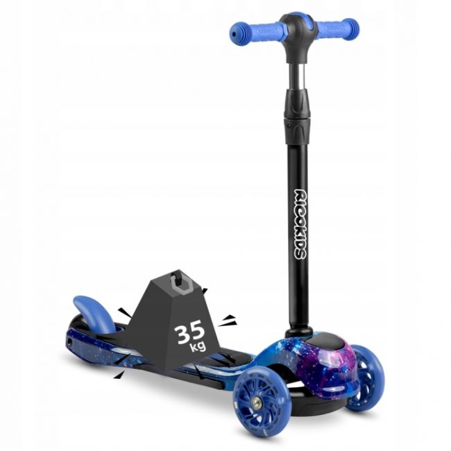 Trotineta cu roti cu led ricokids piko 765012 - negru - albastru edeedi765012