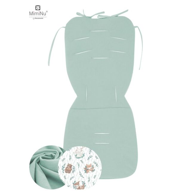 MimiNu - Salteluta pentru carucior, Reversibila, Cu doua fete, Din catifea matlasata si bumbac, Materiale certificate Oeko Tex Standard 100, Dimensiune 78 x 34 cm, Lulu Natural/Cold Mint BYN6426972017695