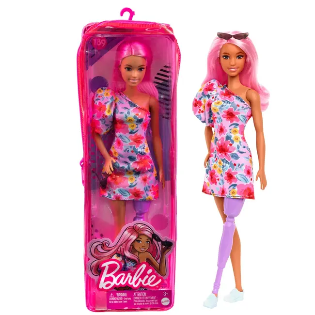 PAPUSA BARBIE FASHIONISTA CU PAR ROZ SI PICIOR PROTETIC VIVMTFBR37_HBV21