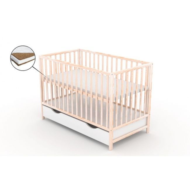 Patut cu sertar vessanti clasico - natur + saltea cocos 12 cm  edeedipcsvcn_s12