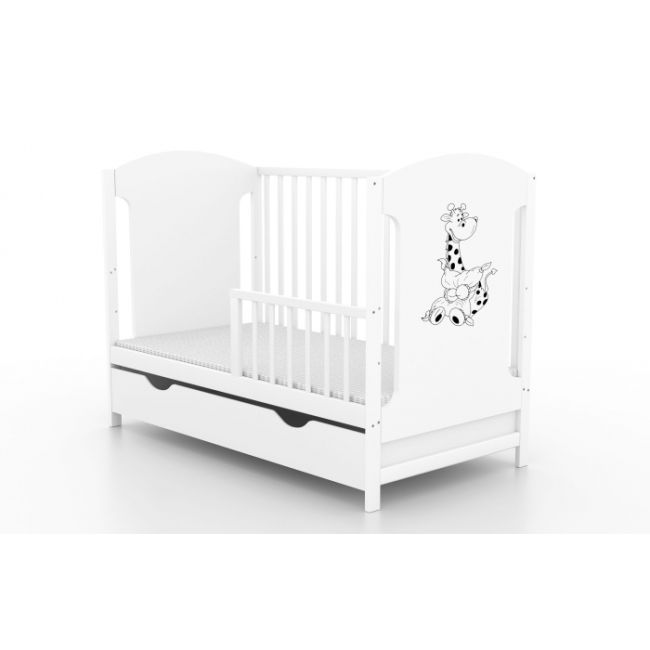 Patut cu sertar vessanti milo girafa - alb + saltea cocos 12 cm  edeedipcsvmga_s12