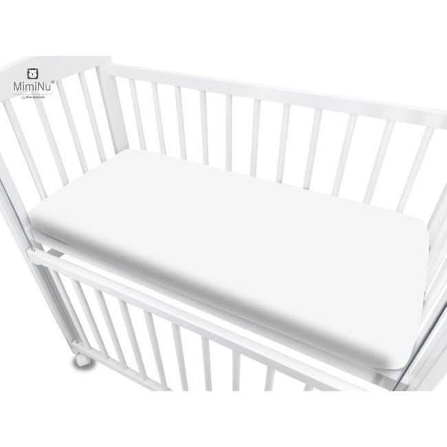 MimiNu - Cearceaf cu elastic pentru patut co-sleeper, Timon, Din bumbac jersey, Dimensiune 87 x 51 cm, Material certificat Oeko Tex Standard 100, White BYN6426972017626
