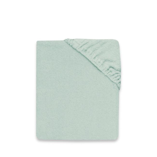 Qmini - Cearceaf cu elastic pentru patut leagan sau patut co-sleeper, Dimensiune 90x40 cm, Din bumbac terry, Material certificat Oeko Tex Standard 100, Cold Mint BYN6426972017978