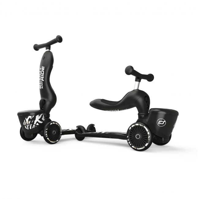 Trotineta Copii Cu Sezut, Suport Jucarie, Transformabila 2in1, Highwaykick 1 Lifestyle Zebra, 1-5 Ani, Pana La 50 Kg, Scoot  Ride Pjb96606