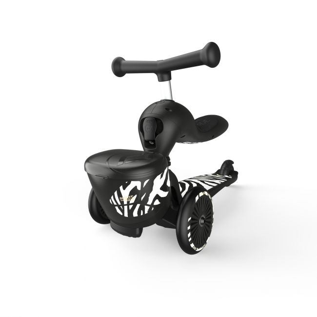Trotineta Copii Cu Sezut, Suport Jucarie, Transformabila 2in1, Highwaykick 1 Lifestyle Zebra, 1-5 Ani, Pana La 50 Kg, Scoot  Ride Pjb96606