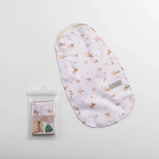 Baveta bebelusi 2 in 1 Miniware Catch & Cover, Golden Swallow JEMmw_CCGS