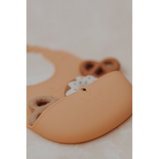 Baveta bebelusi Miniware Roll & Lock, 100% din silicon alimentar, Toffee JEMmw_SBIBT