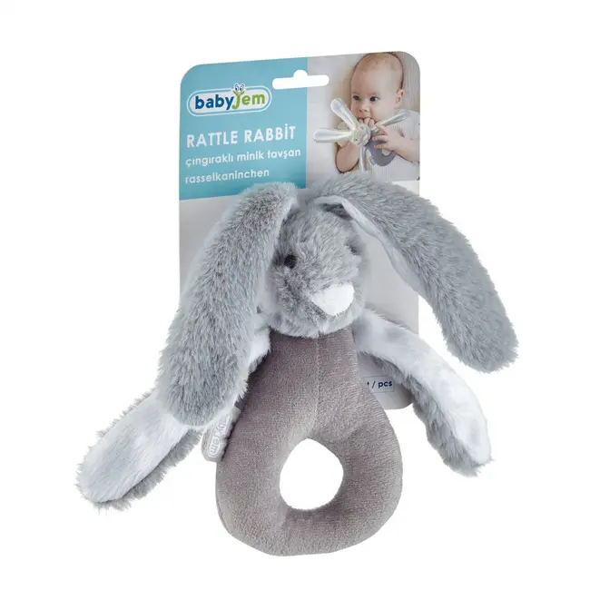 Jucarie zornaitoare bebelusi BabyJem, Iepuras din plus, 3 luni+ (Culoare: Maro) JEMbj_8421