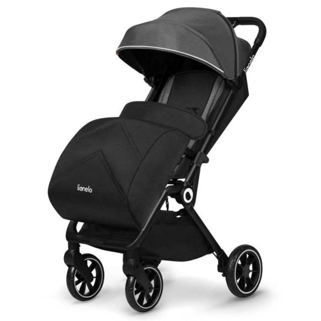 Lionelo - Carucior sport Cloe, De la nastere, Cu accesorii, Cadru din aluminiu, 0-22 kg, Usor, Pliabil cu o singura mana, Ideal pentru toate tipurile de suprafete, Gri BYNLO-CLOE_GREY_STONE