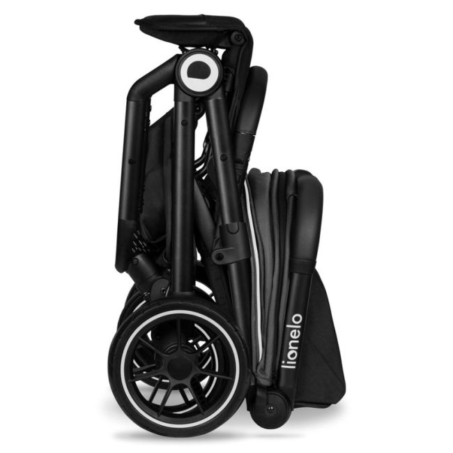 Lionelo - Carucior sport Cloe, De la nastere, Cu accesorii, Cadru din aluminiu, 0-22 kg, Usor, Pliabil cu o singura mana, Ideal pentru toate tipurile de suprafete, Gri BYNLO-CLOE_GREY_STONE