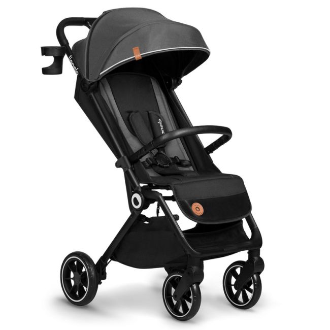 Lionelo - Carucior sport Cloe, De la nastere, Cu accesorii, Cadru din aluminiu, 0-22 kg, Usor, Pliabil cu o singura mana, Ideal pentru toate tipurile de suprafete, Gri BYNLO-CLOE_GREY_STONE