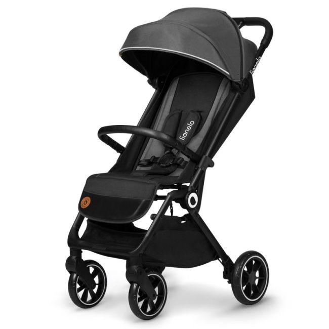 Lionelo - Carucior sport Cloe, De la nastere, Cu accesorii, Cadru din aluminiu, 0-22 kg, Usor, Pliabil cu o singura mana, Ideal pentru toate tipurile de suprafete, Gri BYNLO-CLOE_GREY_STONE