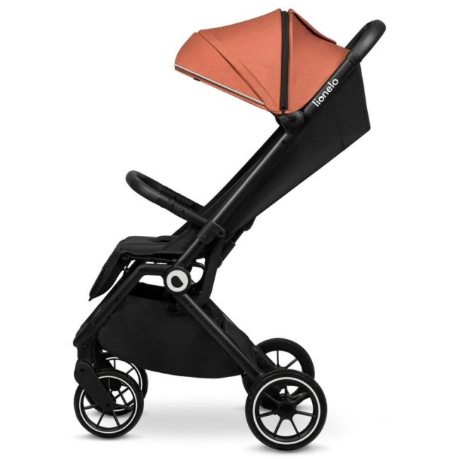 Lionelo - Carucior sport Cloe, De la nastere, Cu accesorii, Cadru din aluminiu, 0-22 kg, Usor, Pliabil cu o singura mana, Ideal pentru toate tipurile de suprafete, Maro BYNLO-CLOE_BROWN_RUST