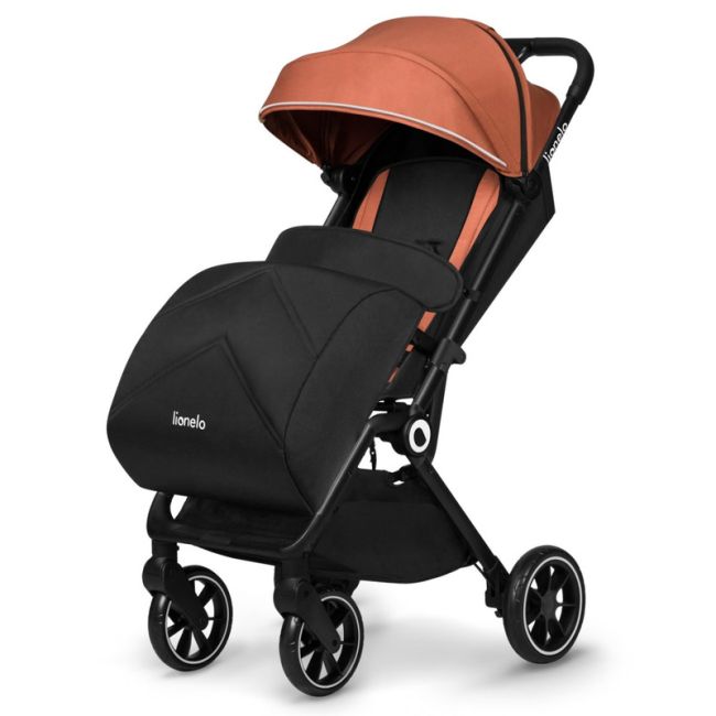 Lionelo - Carucior sport Cloe, De la nastere, Cu accesorii, Cadru din aluminiu, 0-22 kg, Usor, Pliabil cu o singura mana, Ideal pentru toate tipurile de suprafete, Maro BYNLO-CLOE_BROWN_RUST