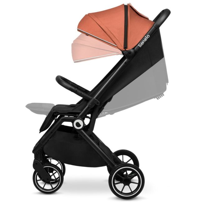 Lionelo - Carucior sport Cloe, De la nastere, Cu accesorii, Cadru din aluminiu, 0-22 kg, Usor, Pliabil cu o singura mana, Ideal pentru toate tipurile de suprafete, Maro BYNLO-CLOE_BROWN_RUST