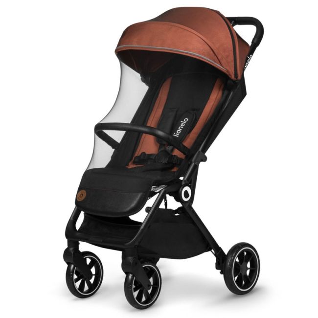 Lionelo - Carucior sport Cloe, De la nastere, Cu accesorii, Cadru din aluminiu, 0-22 kg, Usor, Pliabil cu o singura mana, Ideal pentru toate tipurile de suprafete, Maro BYNLO-CLOE_BROWN_RUST